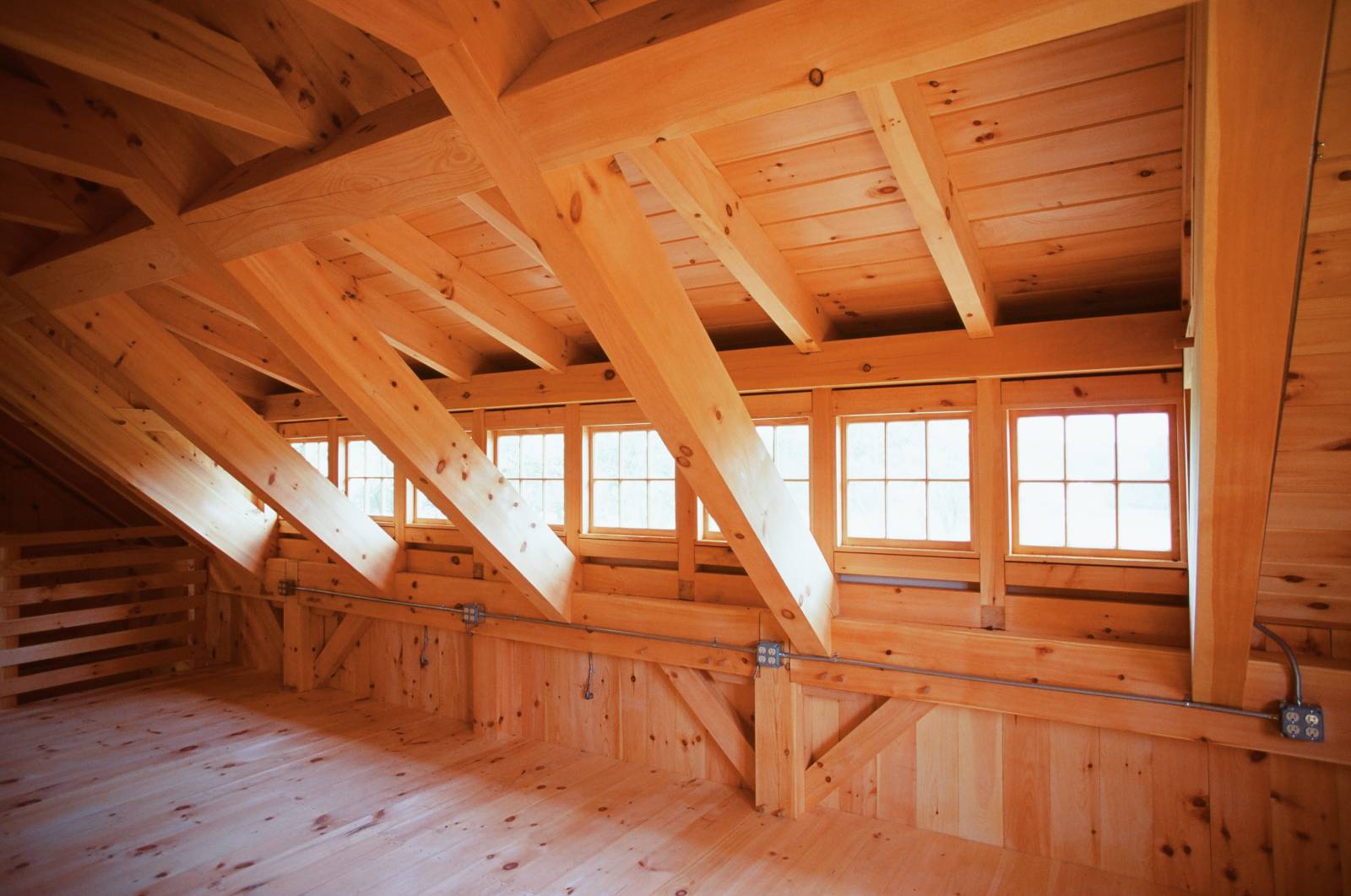 Inside showing the timber frame transom dormer