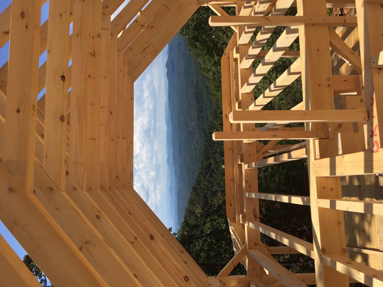 View from the second floor of the timber frame