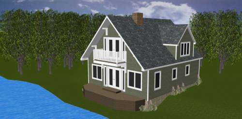 3D rendering: 1600 sq. ft. Lake Cottage