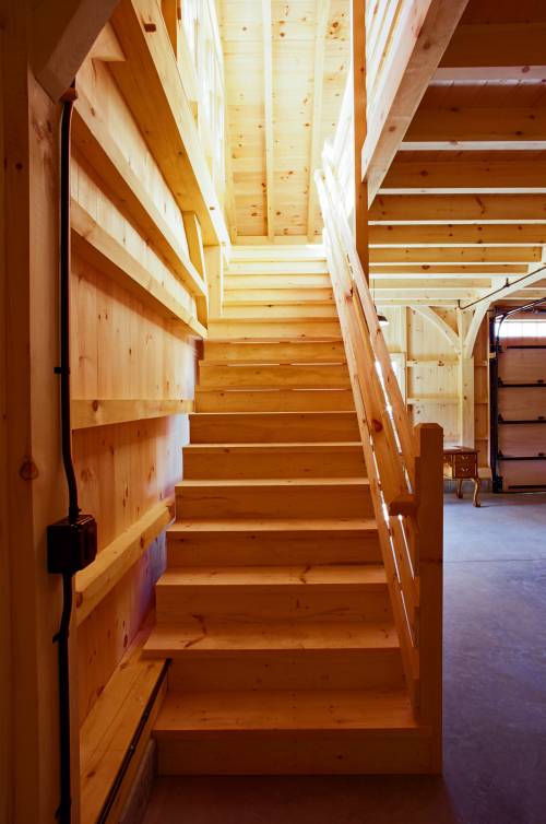 Heavy Timber Stairway to Second Floor