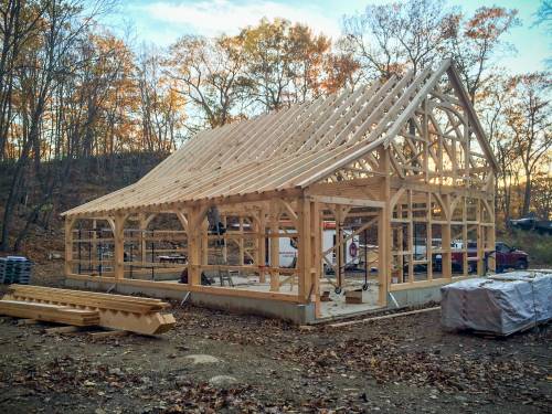 Completed timber frame - 10' Lean-To