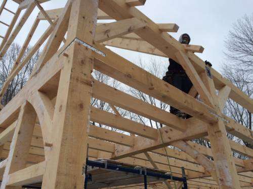 Snowy timber frame