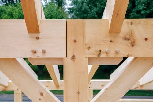 Closeup of maple spline joinery (the spline is maple - the frame is eastern white pine)