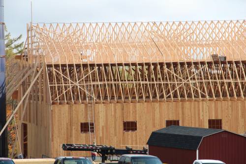 Notice the X braces in the roof trusses