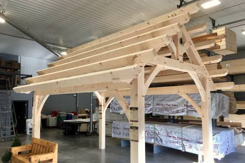 10' x 16' Bridger Timber Frame Pavilion on display