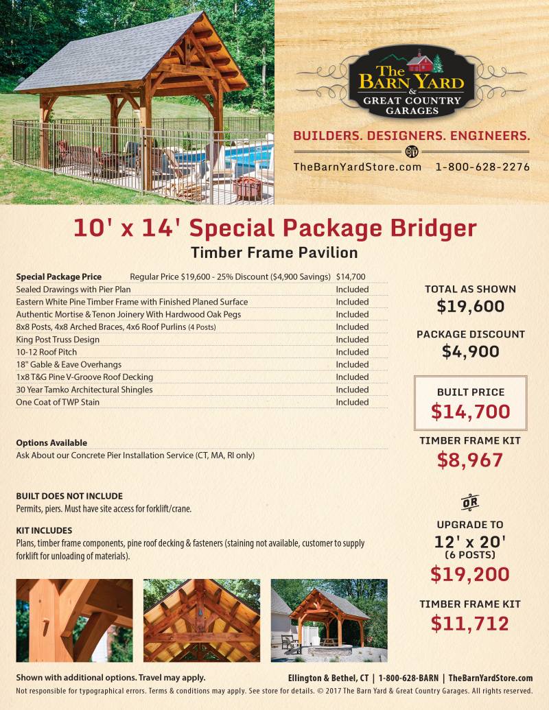 10' x 14' Bridger Timber Frame Pavilion