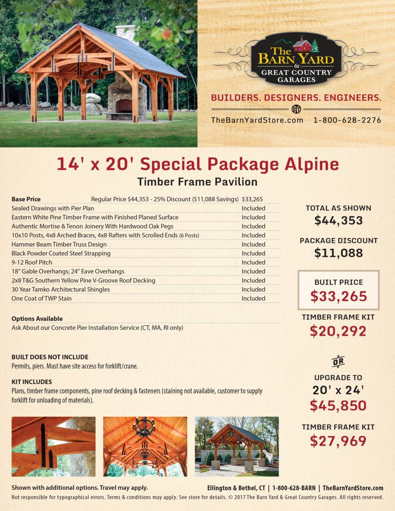 14' x 20' Alpine Timber Frame Pavilion