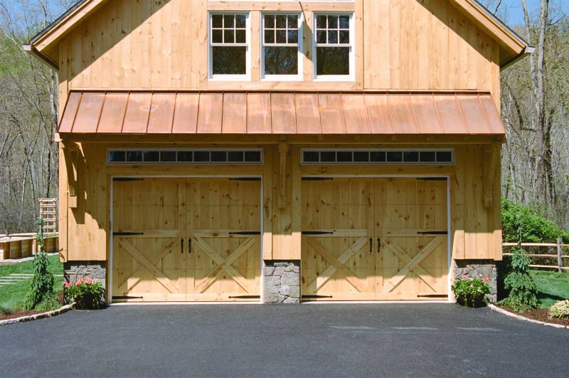 Pine Faced Overhead Doors with Transoms