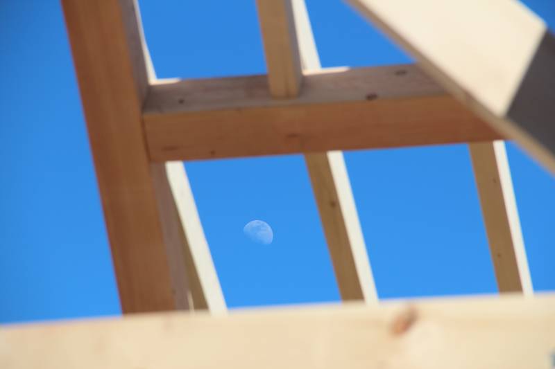 The moon through the timber frame
