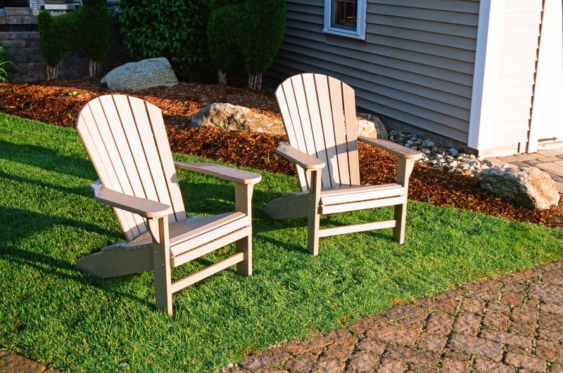 Brown poly Adirondack chairs