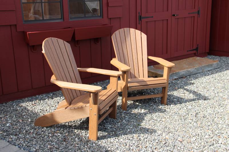 Brown Adirondack poly chairs