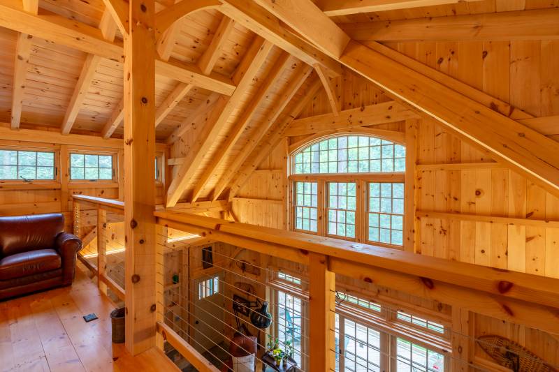 Looking Down on the Living Area • Timber Frame Barn