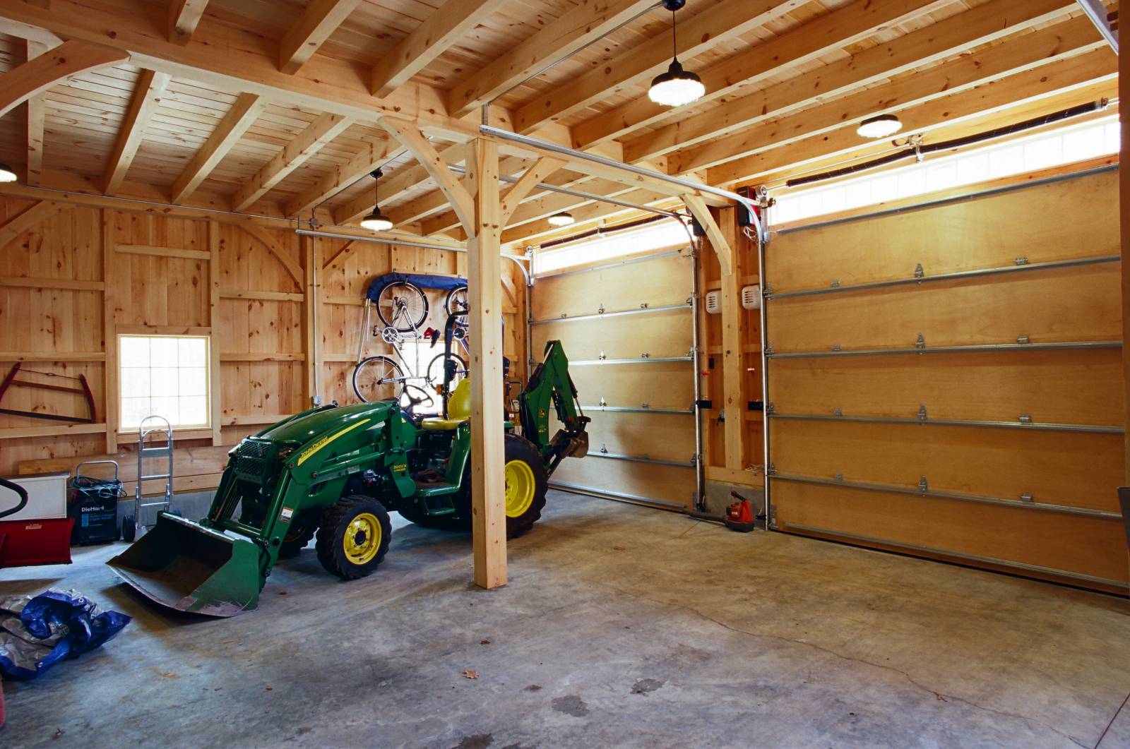 Tractor on the first floor of the Carriage Barn. 12' first floor ceiling height.