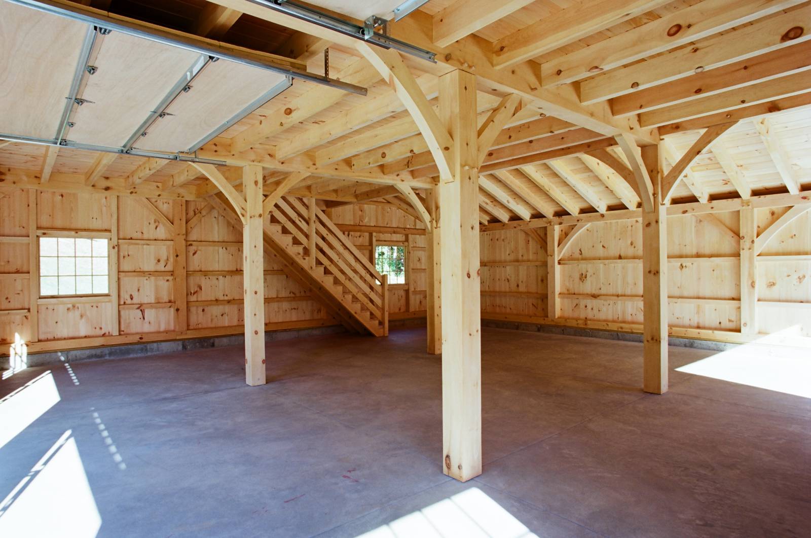 Inside this Post & Beam Carriage Barn