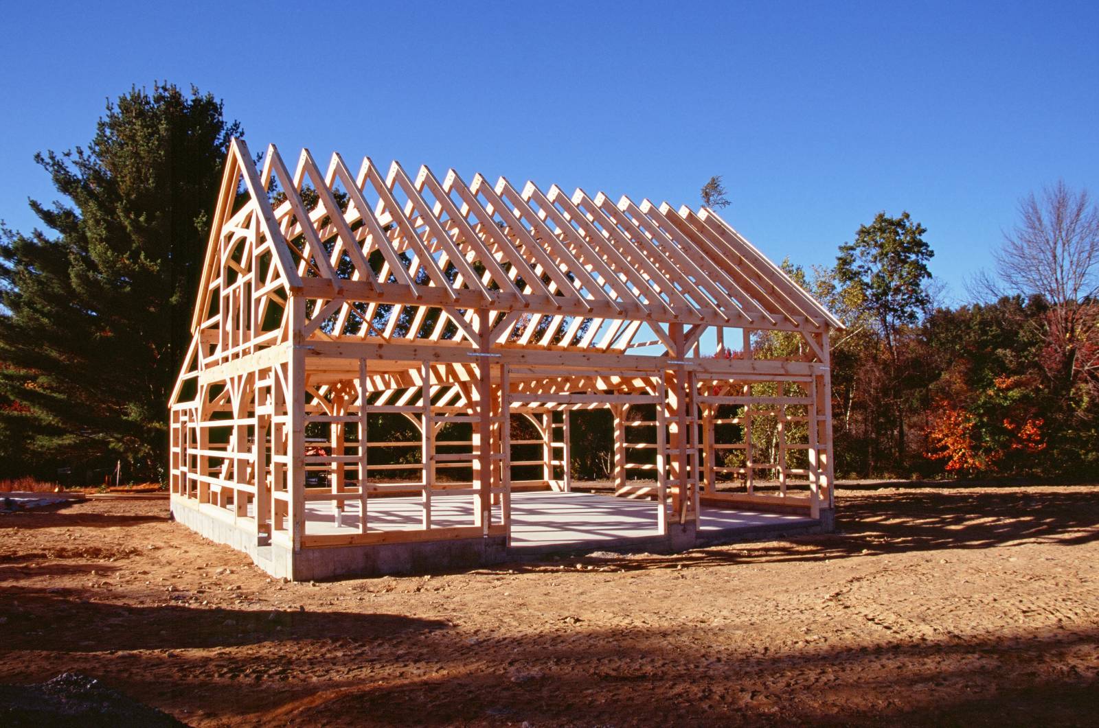 24' x 36' Carriage Barn Timber Frame with 12' Lean-To