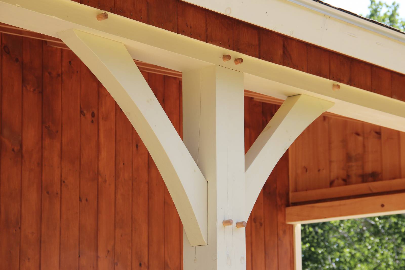Arched Braces in the Timber Frame Open Lean-To Overhang