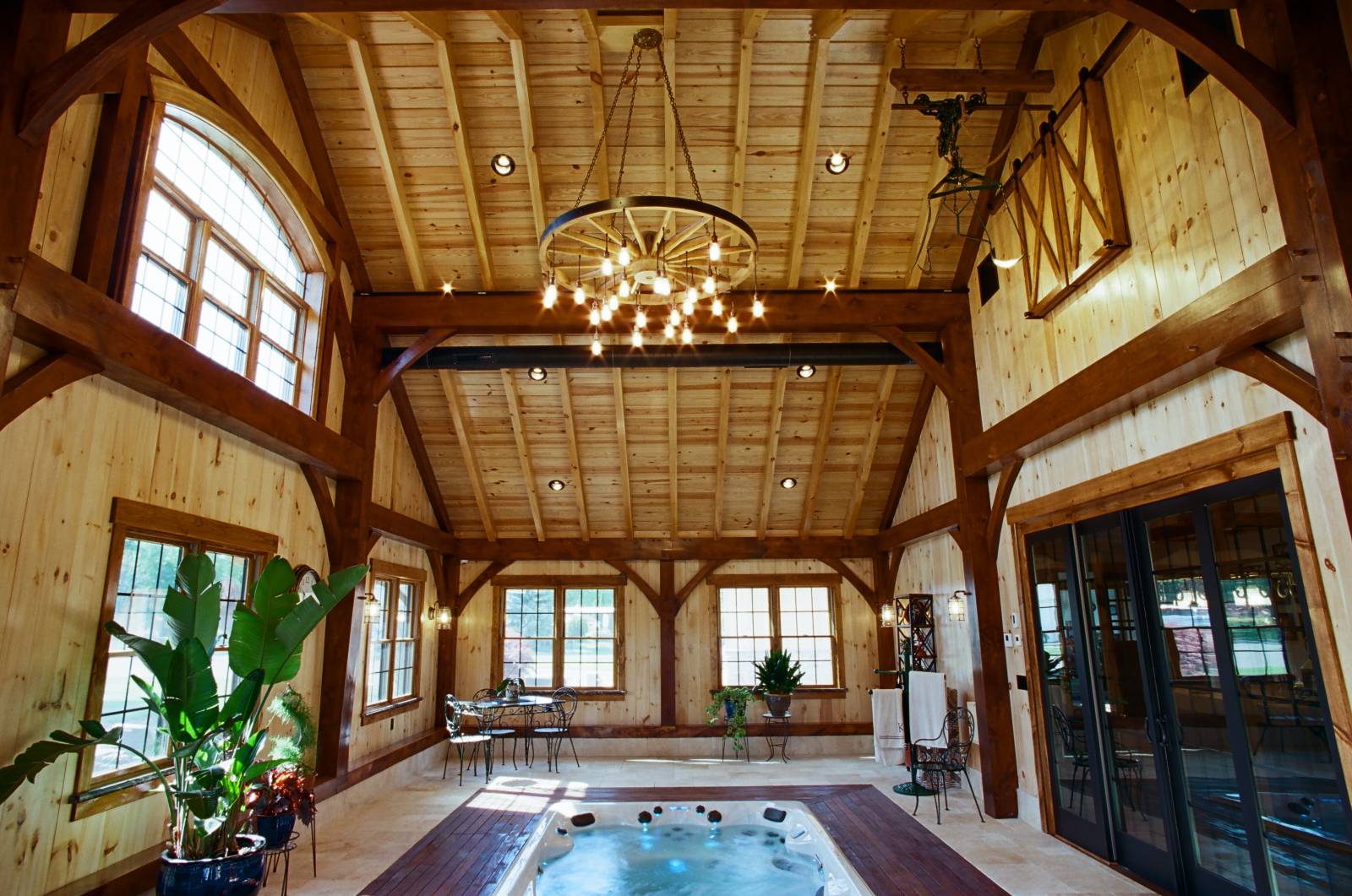 Timber Frame Pool Room • Timber Frame Enclosed Pool • Exposed Beams