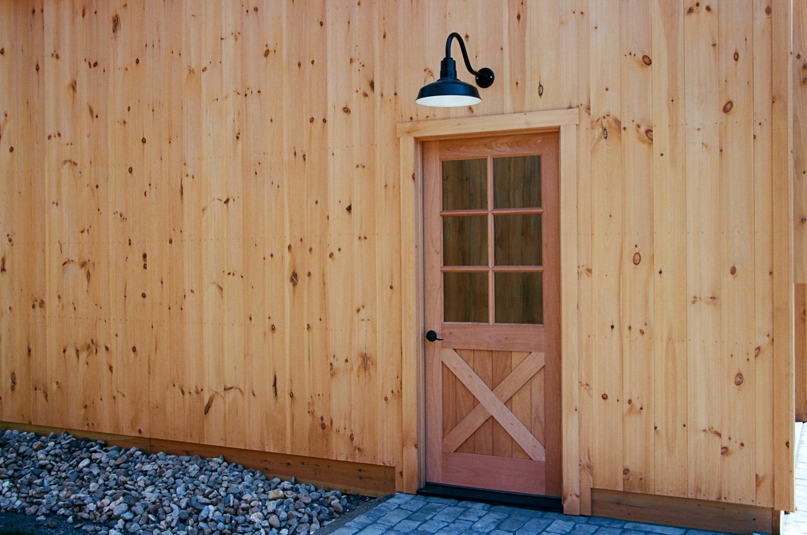 3' x 7' Spanish Cedar entry door with 6 lite glass and crossbucks