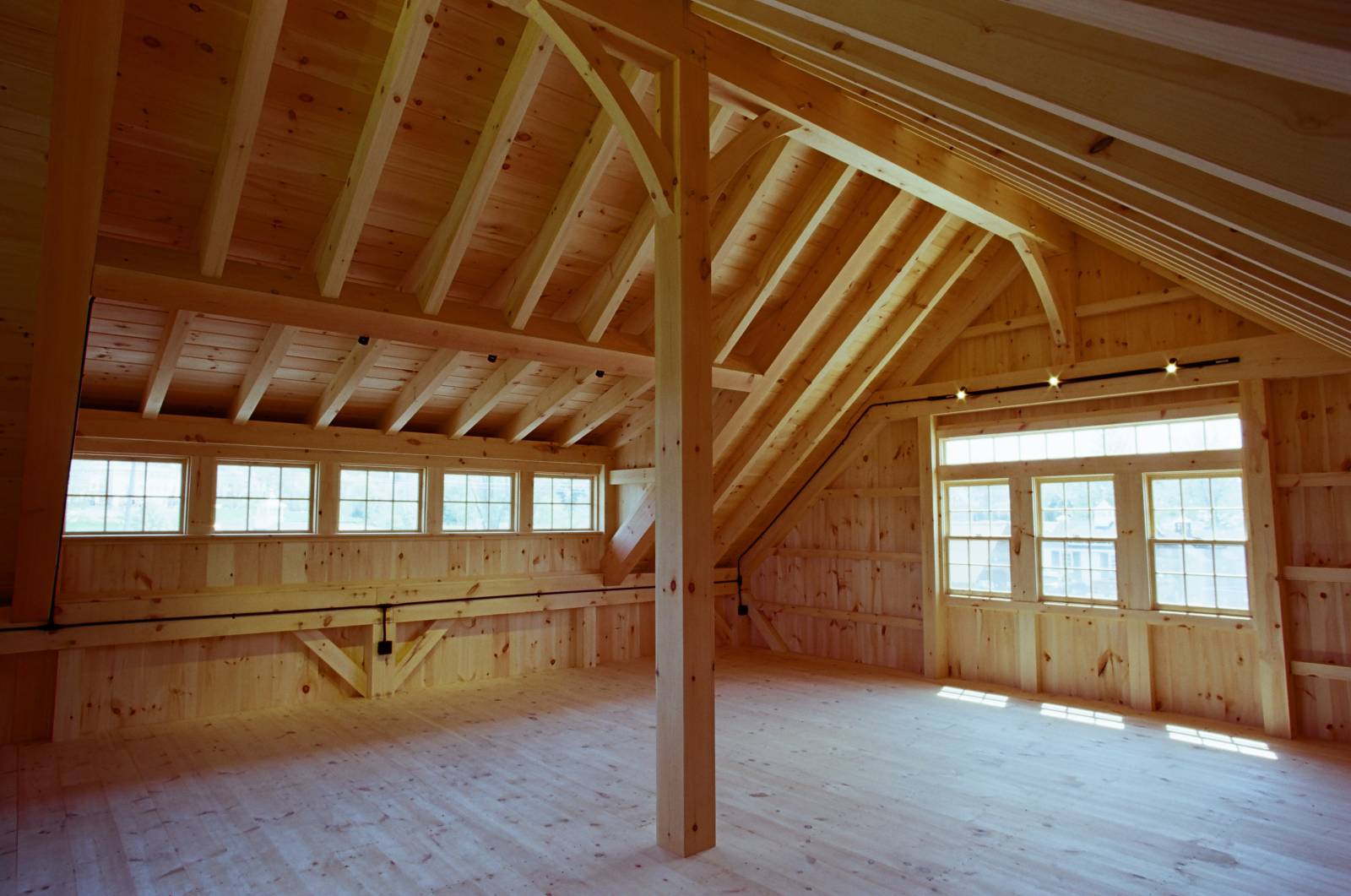Carriage Barn second floor with structural ridge beam
