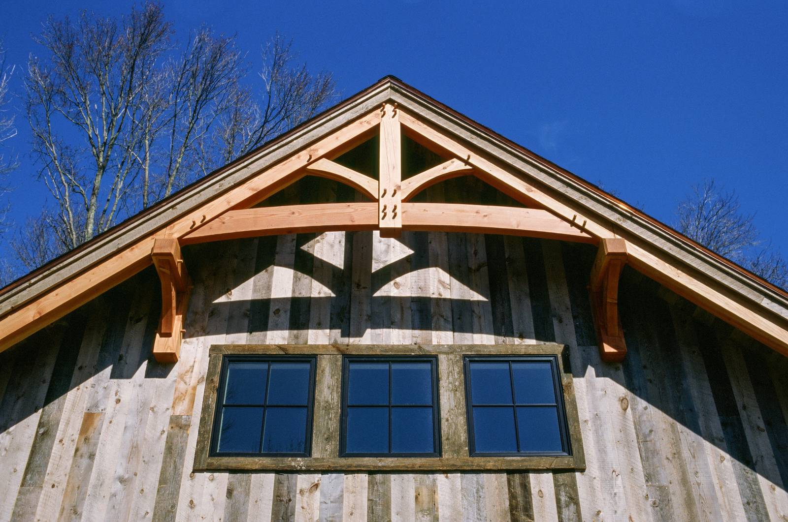 Douglas Fir Timber Frame Accents in the Gable