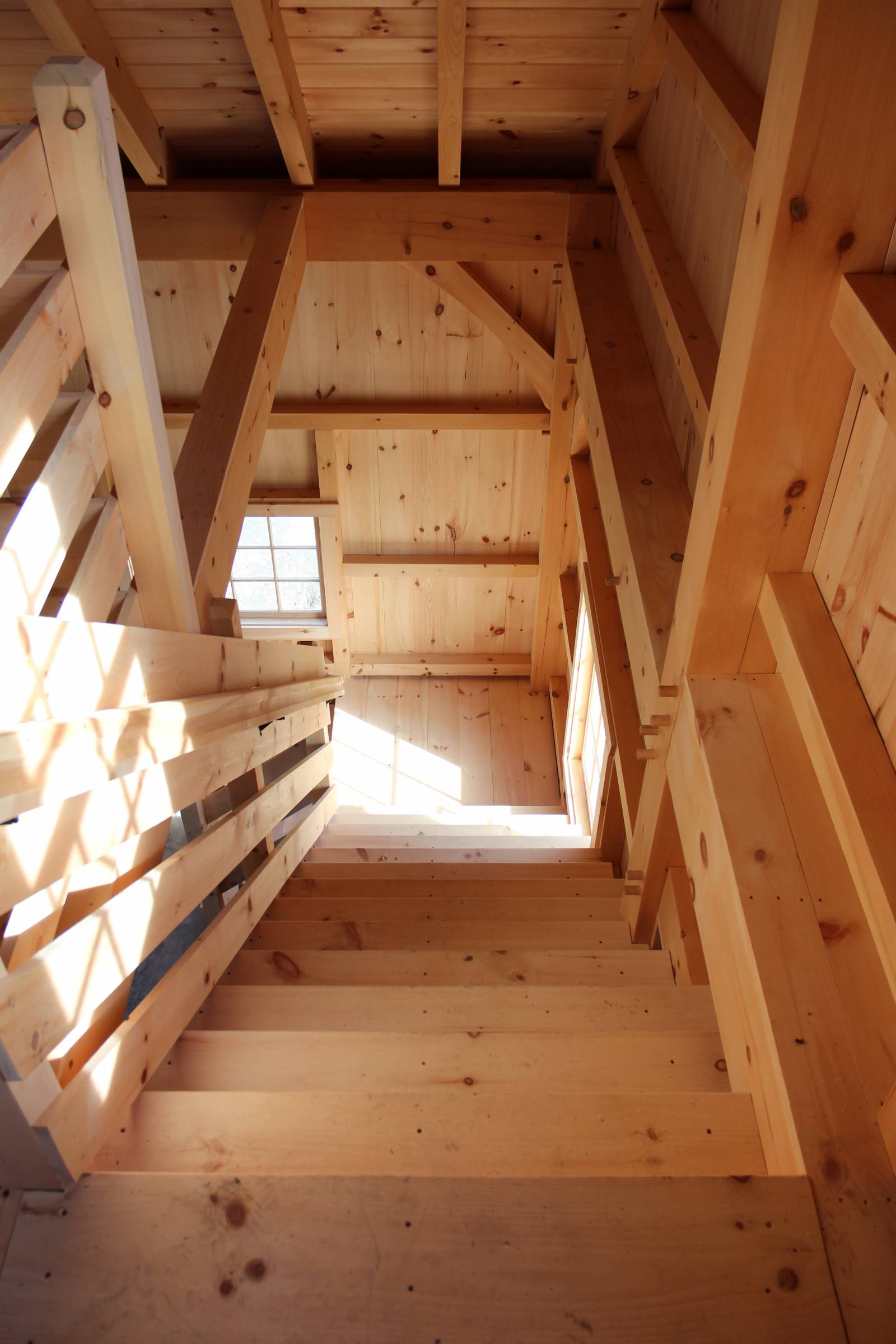 Stairwell • Authentic Timber Frame Joinery with Oak Pegs
