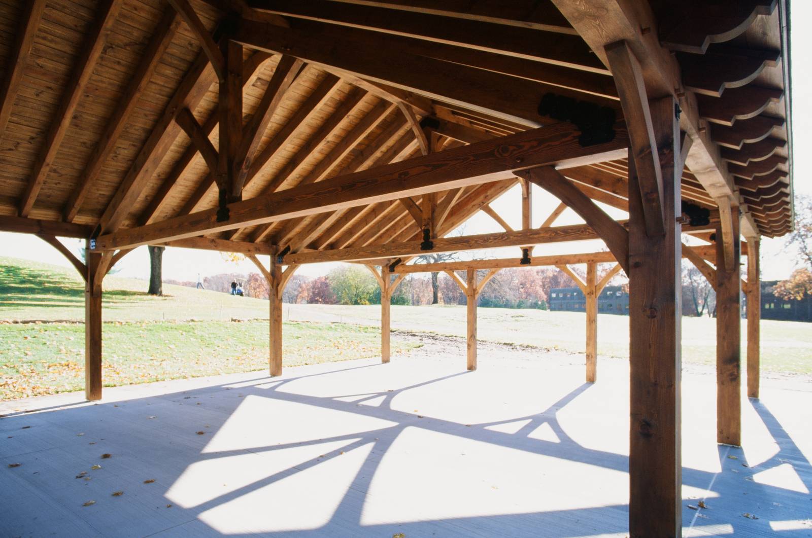 King Post Trusses & Decorative Rafter Tails • Bitterroot Timber Frame Pavilion