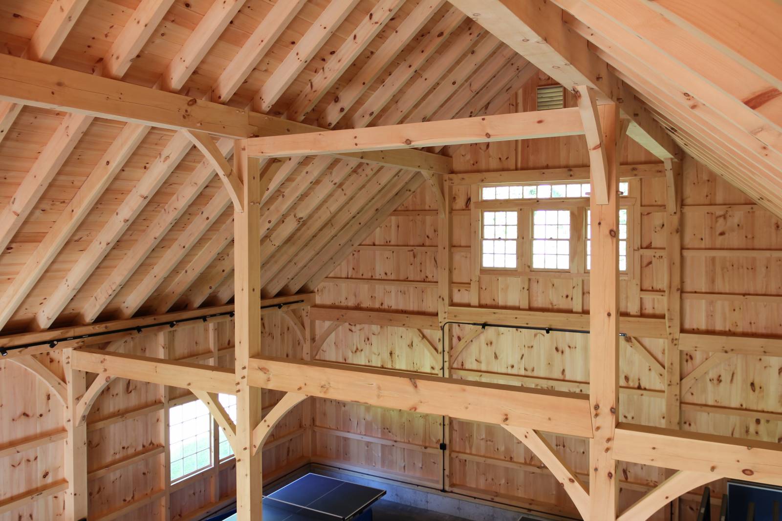Floor to Ceiling Posts in Post & Beam Barn • Supporting the Mid-Span of the Rafters • Cathedral Ceiling