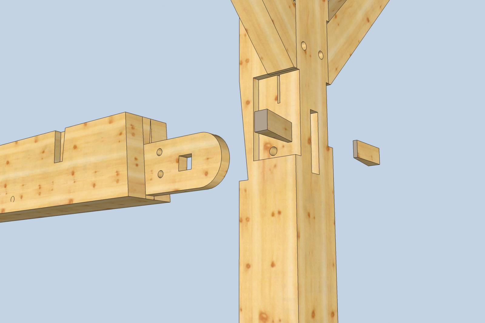 Wedged Anchorbeam Tenon Joinery 3D