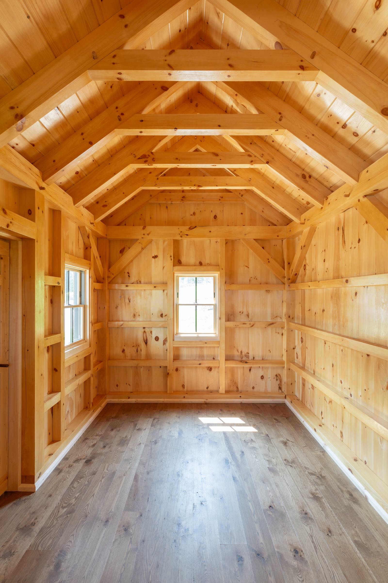 Timber Frame Trapper’s Cabin Interior • Opposite Angle