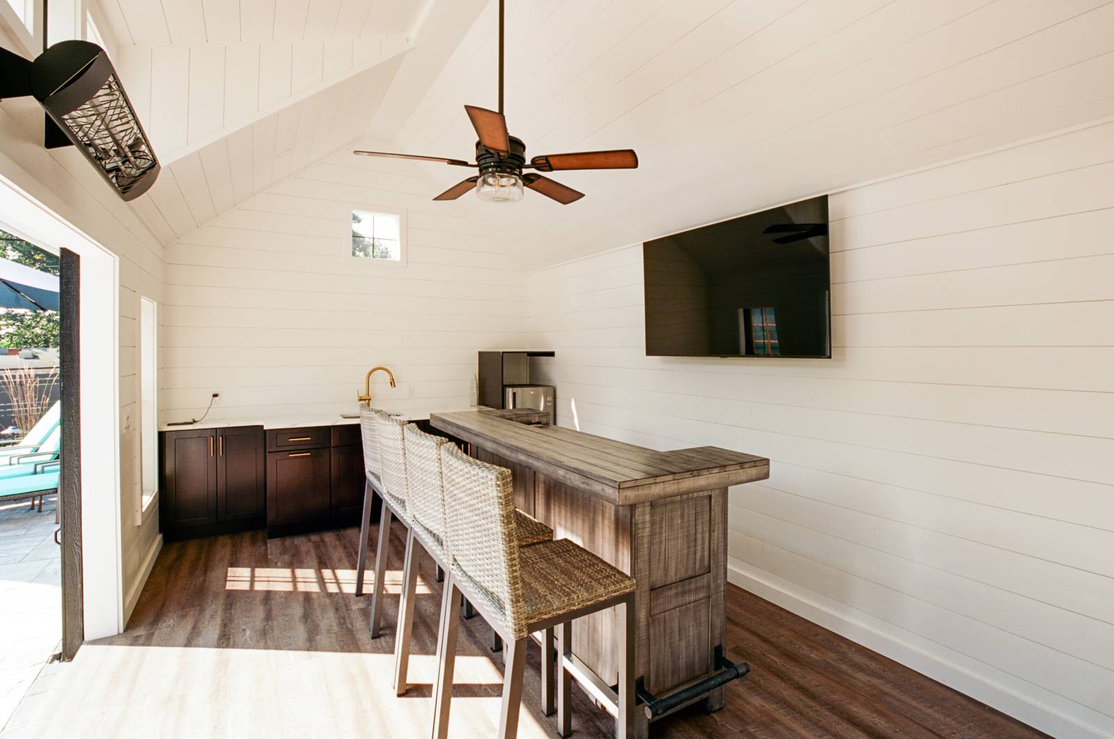 The Interior of the Carriage House Shed • Kitchenette and Bar