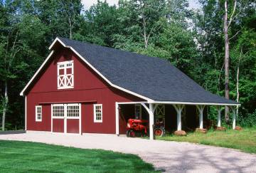 36' x 48' Belmont Saratoga Barn with 10' Open Lean-To, Sutton, MA
