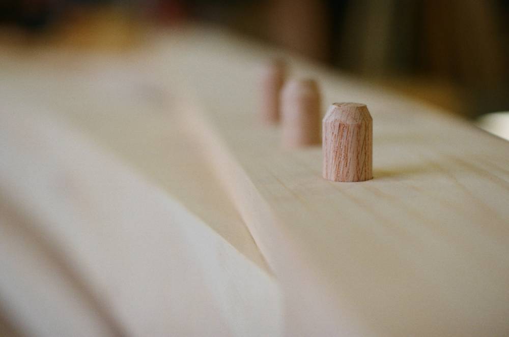 Closeup of Oak Pegs in a Timber Frame Pavilion