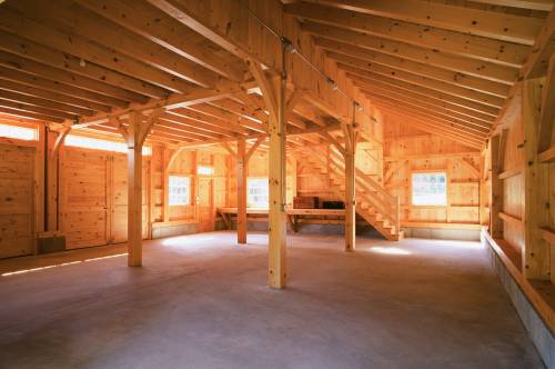 Post and beam barn interior
