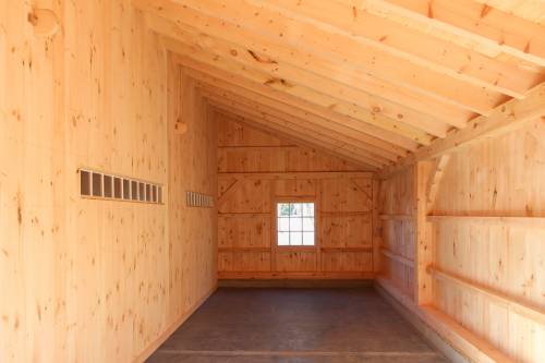 Inside the 12' x 32' Enclosed Lean-To