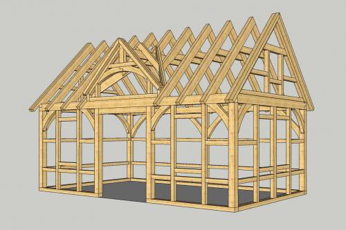 3D Model Showing Assembled Timber Frame Kit