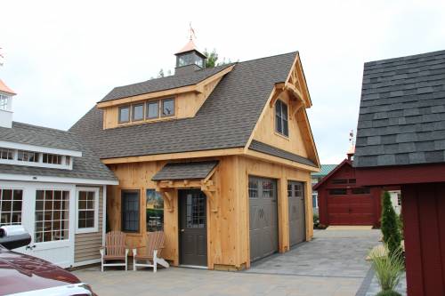 Newport Custom Garage with Transom Dormer & Timber Accents