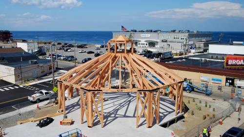 70' Timber Frame Octagon - Carousel Pavilion Raised at Salisbury Beach, MA