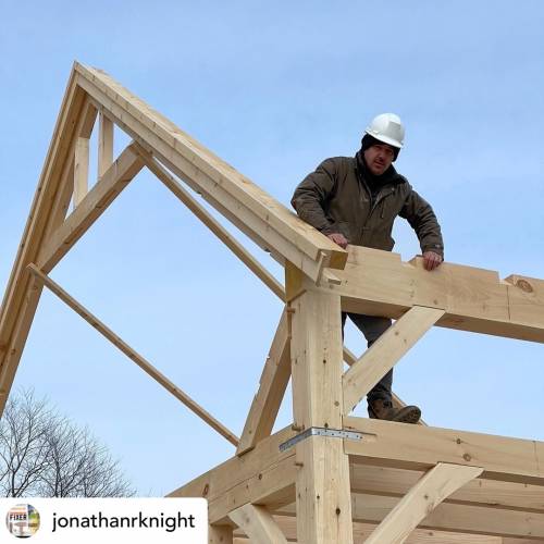 Jonathan helps raise the post & beam barn