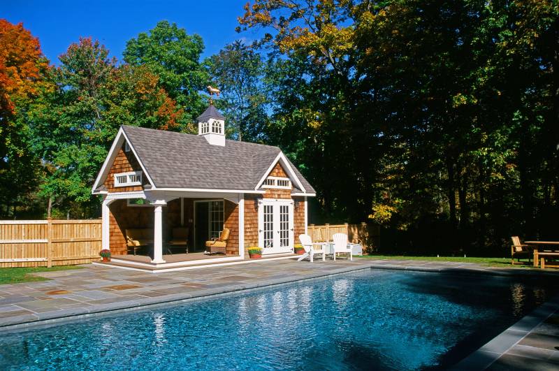 Governor's Grand Pool House with Cedar Shake Siding
