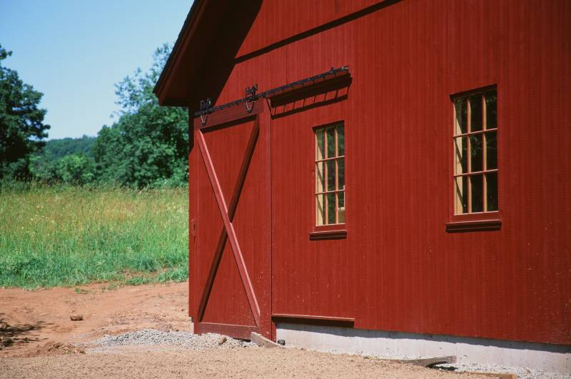 Sliding barn door and sash windows