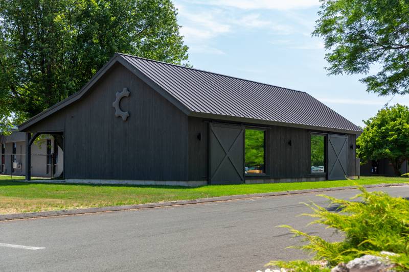 24' x 60' Fabbrica Timber Frame Conference Building with 10' Open Lean-To