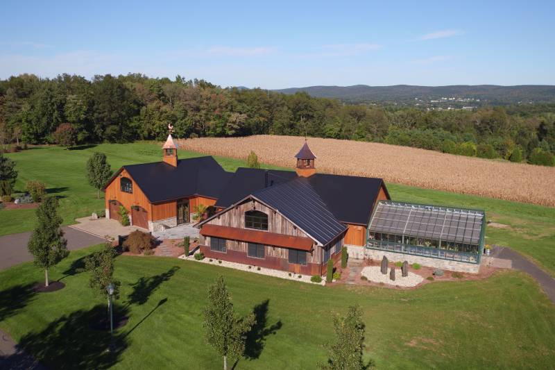 Aerial View of 2500 sq. ft. Party Barn (Ellington CT)