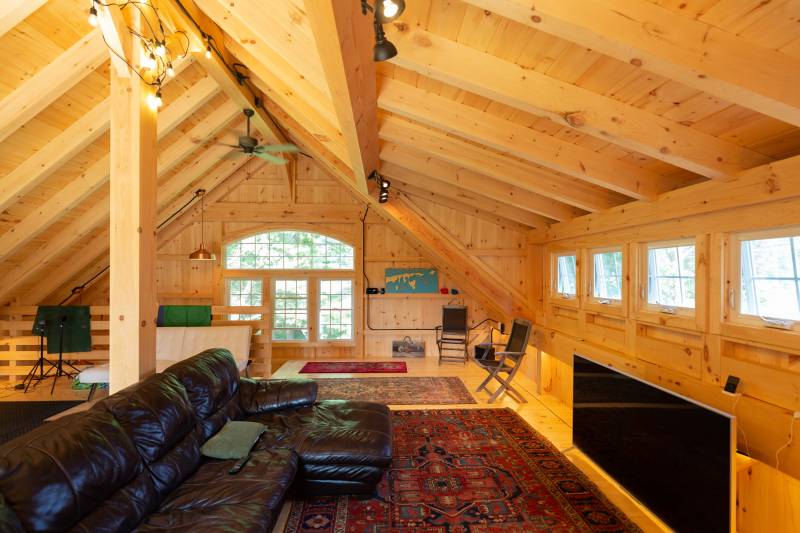 Man Cave: Under the 16' Transom Dormer Upstairs is an Entertainment Center