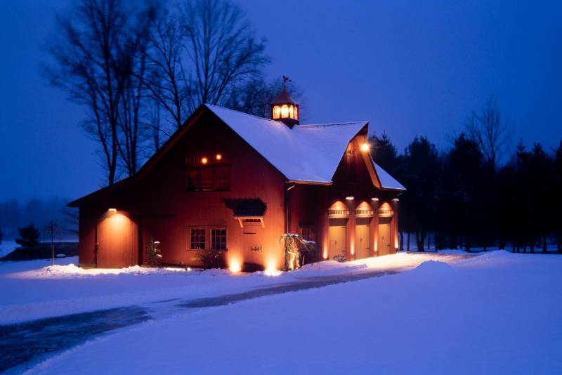 Shelter from the Storm • A Snowy 38' x 56' Carriage Barn in the Ellington CT Countryside