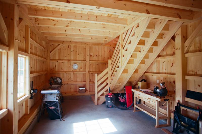 Inside the post & beam barn portion