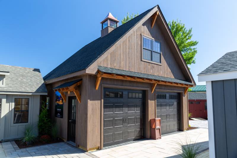 24' x 24' Newport Garage with Timber Frame Eyebrow Roof + Accents