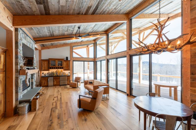 Mountain Modern Timber Frame Home • Living Area