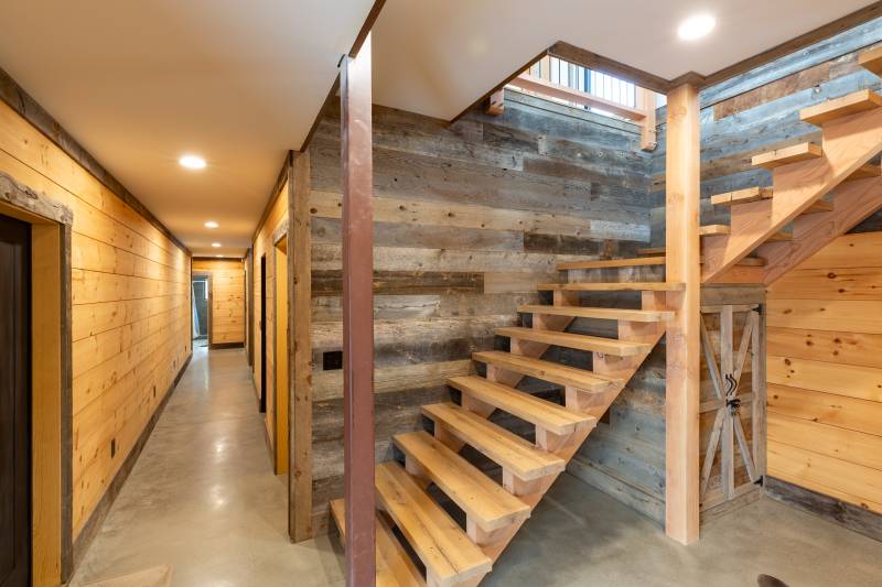 Stairway from the Upper Floor • Concrete Floors with Radiant Heating